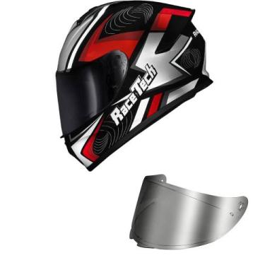 Imagem de Capacete Race Tech Hit Draw Cinza e Vermelho Mais Viseira Prata