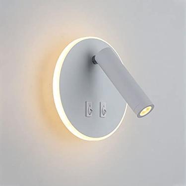 Imagem de Luminária de parede giratória com fio e interruptor, abajur de acrílico ajustável para parede, luminárias de parede modernas para sala de estar, quarto, cabeceira, lâmpadas de leitura, branc