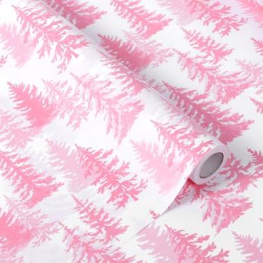 Imagem de Fabllewavi 1 rolo de papel de embrulho de árvore de Natal - papel de embrulho de presente com padrão de árvore florestal de 43 cm x 32,8 m para festa de Natal, chá de bebê, artesanato faça você mesmo