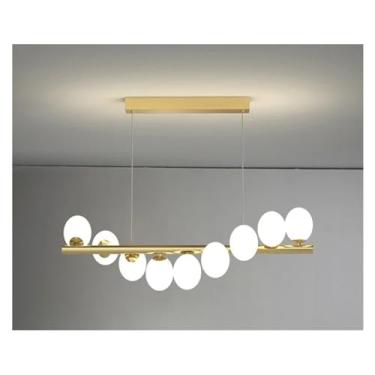 Imagem de Lustre de teto longo de bola de vidro dourado compatível com mesa de bar sala de jantar cozinha ilha luzes pendentes decoração para casa lustre luminária lustre luminária