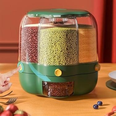Imagem de aqxreight Soluções de Armazenamento de Grãos Balde Giratório de Arroz para Alimentos Seguro Armazenamento Doméstico de Feijão Grande Capacidade 6,5 Kg Branco (Verde)