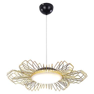 Imagem de Lustre pendente moderno de LED em metal preto com cúpula de acrílico e cabo ajustável para sala de jantar, ilha K, sala de estar, luminária pendente de teto elegante para decoração de restau