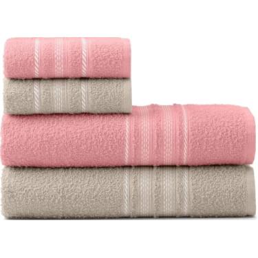 Imagem de Jogo de Toalhas de Banho e Rosto 4 Pçs Coleção Teka-Escala 100% Algodão, 280g/m² (Rose/Nude)