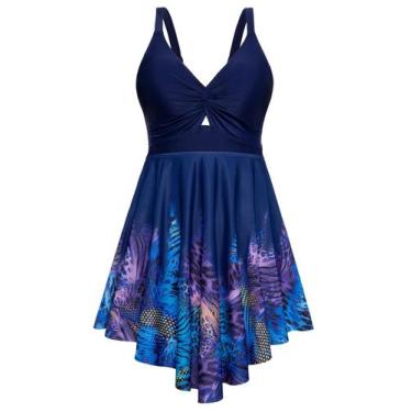 Imagem de Maiô Tankini Arolina Plus Size 2025 Tummy Control Azul