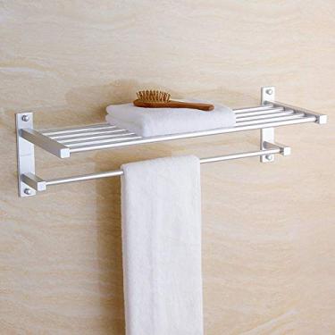 Imagem de Suporte de toalha de mão, trilho de barra de toalha, toalheiro de alumínio espacial banheiro ferragens pingente duplo toalheiro (tamanho opcional) prateleira de banheiro vidro (tamanho: 200 mm)
