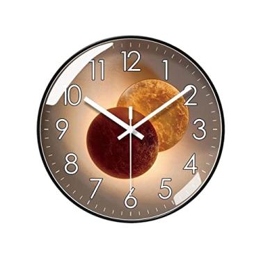 Imagem de WYUYIWH Relógios de parede moda moderna, relógio de parede silencioso de luxo leve segundo relógio de quartzo varrendo relógio digital circular simples relógio decorativo (tamanho: 35,5 cm)