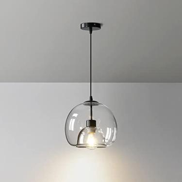 Imagem de YQSLQZZ Luminária pendente de ilha de cozinha, lustre de sala de jantar de vidro escandinavo, iluminação decorativa de cabeceira industrial vintage luzes de teto suspensas, base E27, altura ajustável