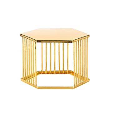 Imagem de Suporte de bolo de sobremesa dourado hexagonal dourado bandeja de bolo de metal para exibição de biscoitos, prato de doces para cozinha, festa de aniversário, sobremesa, frutas ()