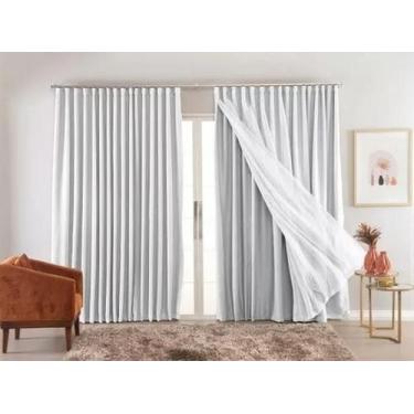 Imagem de Cortina Luxo Blackout Voil Branca 5,00 X 2,70 Metros Trilho - Tropical