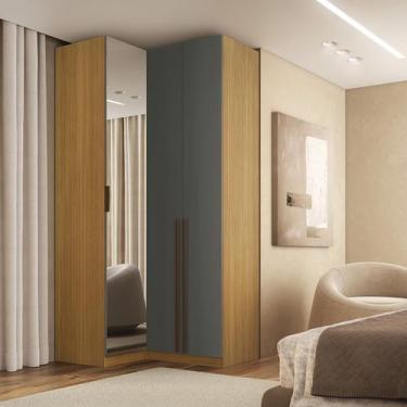 Imagem de Guarda Roupa de Canto 3 Portas 1 Espelho Altezza Trend Belmax, Freijó/