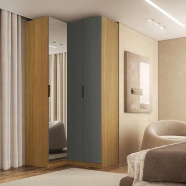 Imagem de Guarda Roupa de Canto 3 Portas 1 Espelho Altezza Clean Belmax, Freijó/