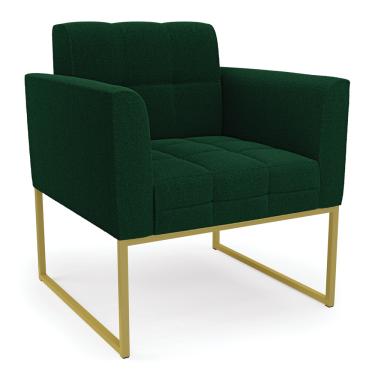 Imagem de Poltrona Sala de Estar Industrial Dourado Elisa Bouclê Verde D03 - D'Rossi