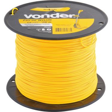 Imagem de Fio de Nylon 2,0mm x 500m Redondo para Roçadeiras e Aparadores Vonder Rolo Amarelo Universal