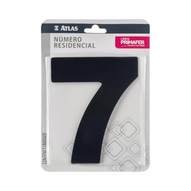 Imagem de Atlas - Número Residencial 7 (Sete) em Alumínio com Fita VHV para Fixação para Área Interna e Externa, Cor Preta
