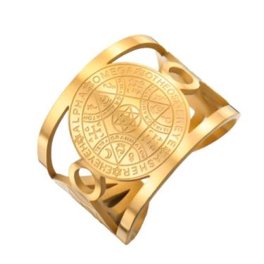 Imagem de TEAMER Anel Anjo Mágico Enoquiano Salomão Cabalá Proteção Amuleto Aço Inoxidável Hexagrama Triângulo Joias Religiosas para Mulheres, Aço inoxidável, Sem pedra preciosa