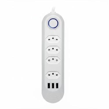 Imagem de Extensão Inteligente com 6 Tomadas + 3 Entradas USB – Bivolt, Cabo 1,8M, Proteção Contra Sobrecarga (4 Tomadas/3 USB)