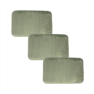 Imagem de Tapetes Lavabo 3 Unidades Tecido Poliéster Base emborrachada Canto Box 40x60CM Absorvente Oliva