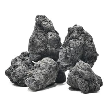 Imagem de KINGRUI Pedra vulcânica natural vulcânica para paisagismo de aquário, decoração de aquário de peixes, decoração de terrário, aprimoramento de filtragem de água (pedra vulcânica preta, 3,6 kg)
