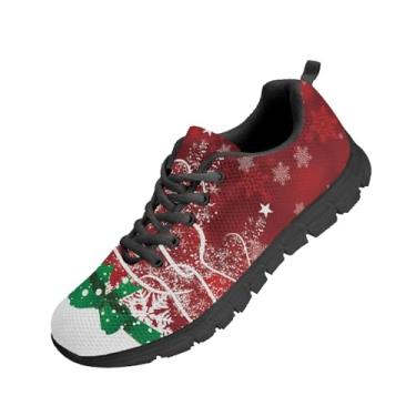 Imagem de Coloranimal Tênis de corrida unissex feminino masculino com cadarço, Laço de floco de neve de Natal, 38