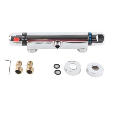 Imagem de BONKZEBU Torneira termostática para chuveiro termostático montado na parede, válvula de mistura, montagem na parede, barra misturadora cromada, saída de válvula de substituição, para banheiro RV