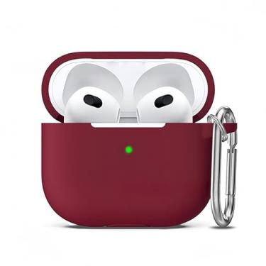 Imagem de Capa para AirPods 4 para homens e mulheres, capa protetora colorida de silicone macio com chaveiro, capa de proteção total contra quedas para AirPods 4ª geração, vermelha