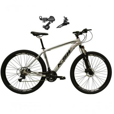 Imagem de Bicicleta Aro 29 Ksw Xlt Alumínio 24v Câmbios Shimano Garfo Suspensão - Prata Tam.15