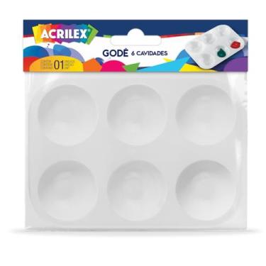 Imagem de Paleta para Pintura, Acrilex, Godê, 6 Cavidades