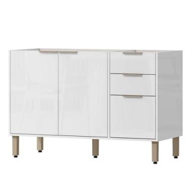 Imagem de Balcao Pia Sem Tampo 120 Cm Glor Bgl02 Branco Neve Mxm - MILANI MOVELA