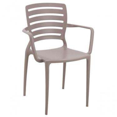 Imagem de Cadeira Tramontina Sofia Com Encosto Horizontal E Braços Camurça