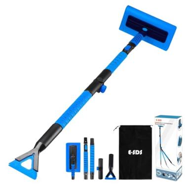 Imagem de E-SDS Raspador de gelo dobrável para vassoura de neve de 152 cm para carros com cabeça de espuma de 31 cm, escova de neve extensível para carro, caminhão e SUV, azul