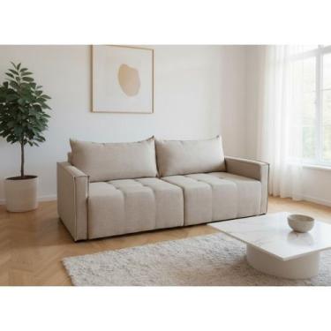 Imagem de Sofá Cama Luxo Bruna Almofadas Soltas Espuma D30 com Manta Acrílica Vá