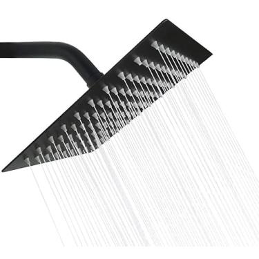 Imagem de Ducha Chuveiro Inox Preto Slim Quadrado Aquecedor Solar Gás Banheiro Piscina 20x20cm