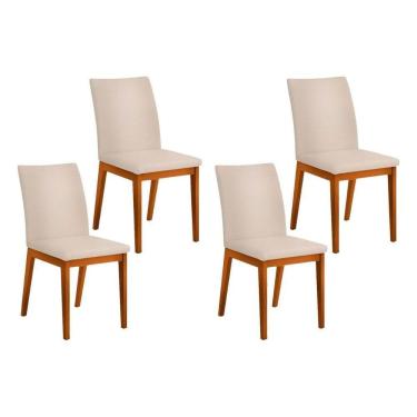 Imagem de Cadeira De Cozinha Vitória Kit 4 Un Ipe Suede Creme