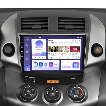 Imagem de AMEROBO Estéreo automotivo Android 4 + 64 G para Toyota RAV4 2007-2011 Carplay Android Auto, rádio veicular com tela sensível ao toque de 23 cm com câmera de reserva, unidade de cabeça de navegação no