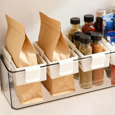 Imagem de 2 peças caixa de armazenamento interna retrátil para geladeira porta lateral organizador de alimentos rack divisor separado 4 * 6,5 * 7,9 cm/4 * 6,5 * 12 cm