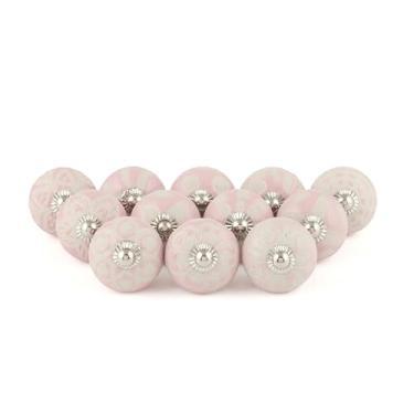 Imagem de Rasiya Art Puxadores de Gaveta - Puxador de Cómoda de Cerâmica Artesanal Armários de Cozinha Campo Fazenda Boho Decoração Móveis Hardware - Rosa - Pacote de 12