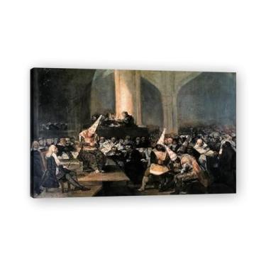 Imagem de Inquisition SceneFrancisco De Goya Impressão em tela romântica espanhola - Obra-prima do influente pintor romântico 69,8 x 96 cm emoldurado