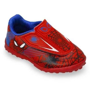 Imagem de Chuteira Infantil Society Dray Marvel Homem Aranha - Azul e Vermelho - 32-Masculino