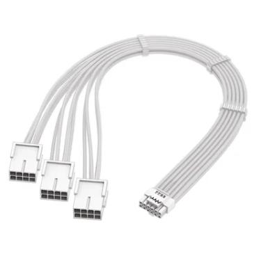 Imagem de Cabo PCi-e 5.0 12vhpwr 16 Pinos (12+4) Adaptador para 3 X 8 Pinos (6+2) de Gpu Comum, 300mm, Branco, RTX 40, 50+ Series