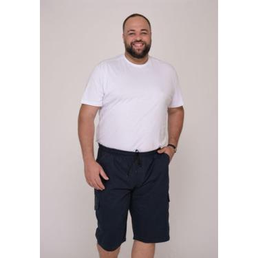 Imagem de Bermuda Masculina Plus Size Sarja Azul Marinho com Elástico - Macaw, A
