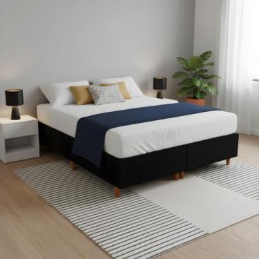 Imagem de Base Cama Box Casal Queen Bipartida 158x198x37 Cor Preta - Mundo Das B
