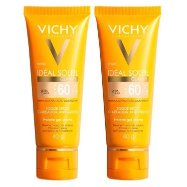 Imagem de Vichy Idéal Soleil Clarify Kit com 2 Unidades – Protetor Solar Facial com Cor FPS60 – Extra Clara Ki-Unissex