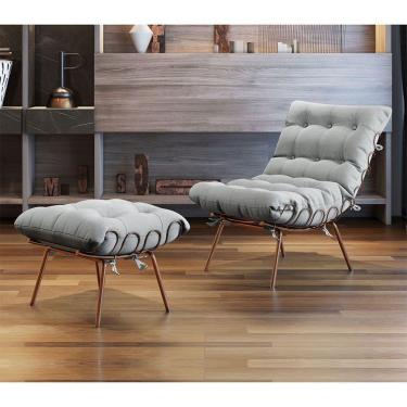 Imagem de Poltrona E Puff M07 Estrutura De Ferro Mais Decor Cobre/cinza