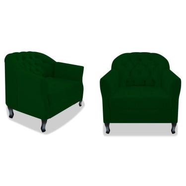 Imagem de Kit 02 Poltrona Julia A02 Suede - Adj Decor Cor Verde