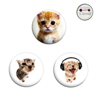 Imagem de Botton GEDUMIX Cat Memes Gatinhos 1.0 - 3 Peças, 5.5cmØ Alfinete