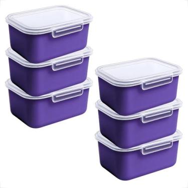 Imagem de Kit 10 Potes Marmita Hermético Plástica 750ml Para Frutas e Refeições 