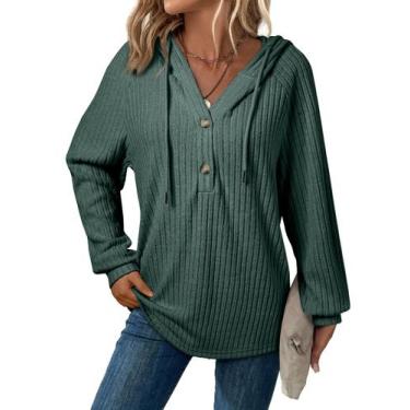 Imagem de Suéter com capuz SHEWIN Suéteres para mulheres verdes tamanho S