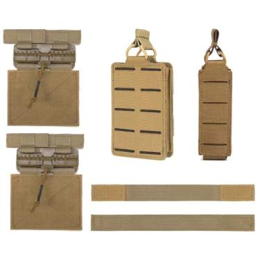 Imagem de GUNSUM Pacote com 2 MOLLE Vest fivela de liberação rápida, pistola e rifle Mag Pouch, acessórios para cinto de colete tático Molle para esportes ao ar livre (marrom coiote)