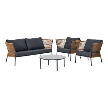 Imagem de Conjunto De Jardim Cinza 4 Pecas Sofa Poltrona Mesa