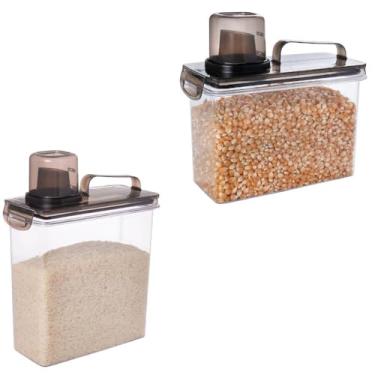 Imagem de Kit 2 Potes Cristal com Bico Dosador e Travas 1,9L e 3L Preto Plasútil – Dispenser para Grãos, Cereais e Líquidos